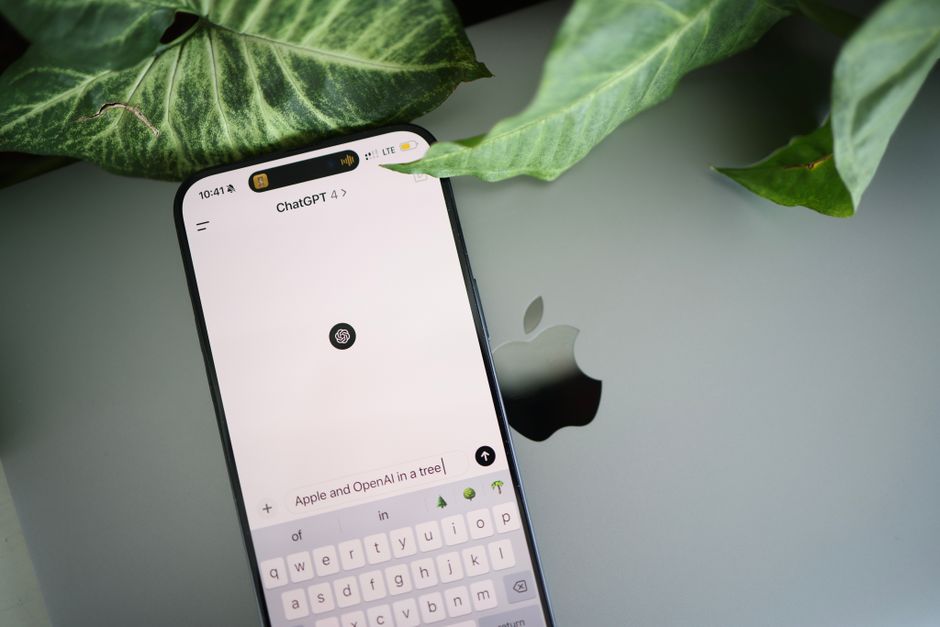 Apple Siri with AI technology and cryptocurrency icons