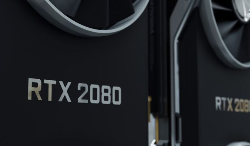 Графічний процесор Nvidia та символ біткоїна на фоні цифрових даних